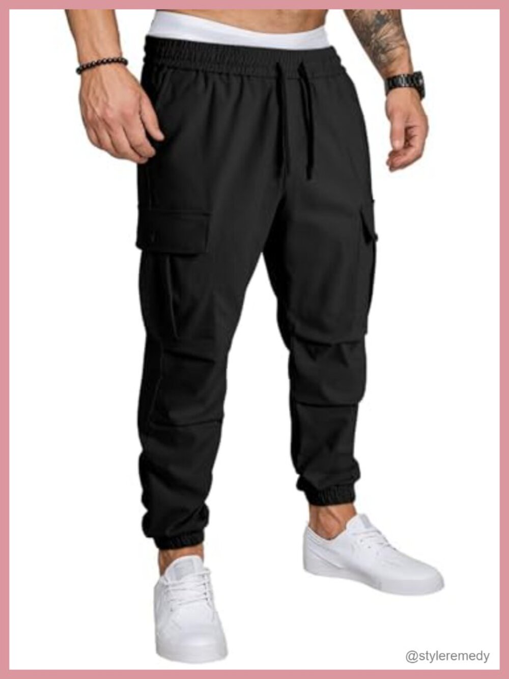 Men's Cargo Joggers Pants Elastic Waist Drawstring Stretch Relaxed Fit Work